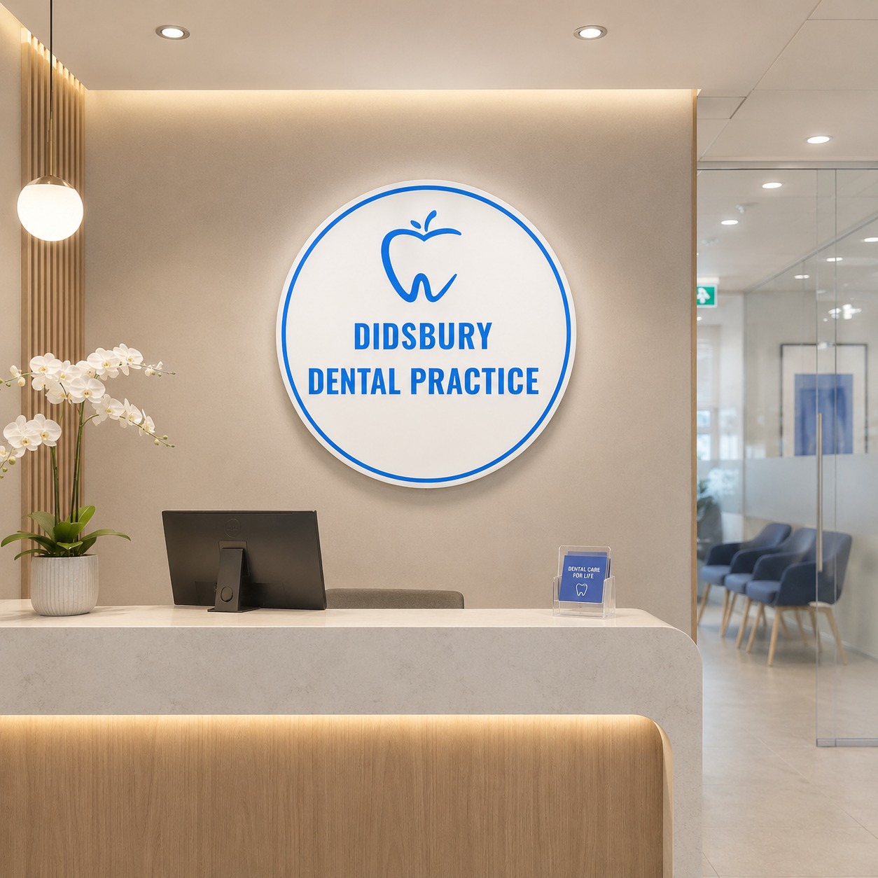 Halo-Lit Reception Signs project example — Manchester Signs Centre
