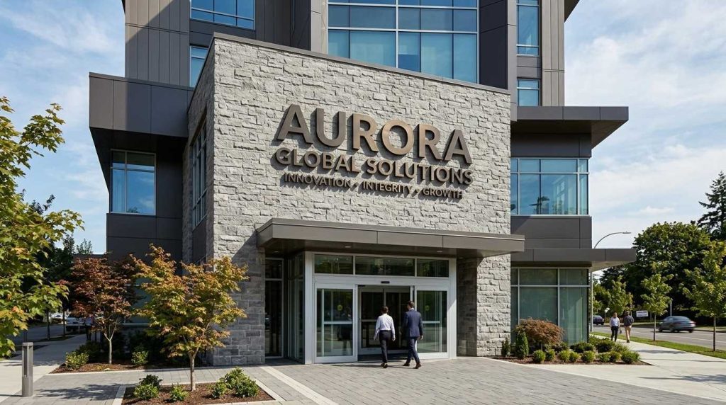 Business building displaying 3D built up letters casting natural shadows on the facade, highlighting their visibility and premium appearance.