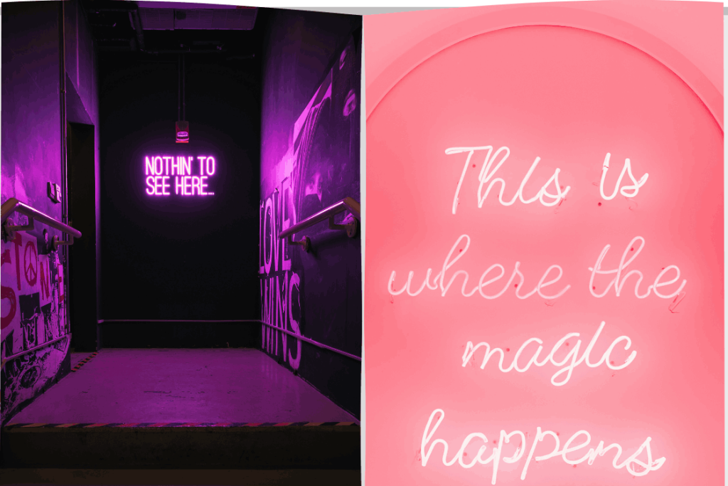 (The image is demonstrating the comparison of a professional and a DIY outdoor Neon Signs)
outdoor neon signs